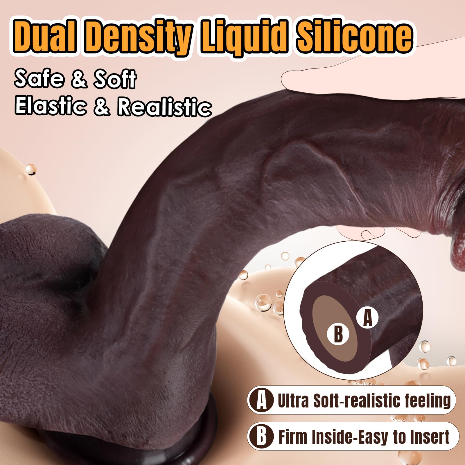 10.6 Inch Realistic Dildo with Strong Suction Cup - Premium Liquid Silicone Sex Toy for Women & Men, G-Spot & Anal Stimulation, Large Thick Adult Toy for Solo Play or Couples Use in Bedroom