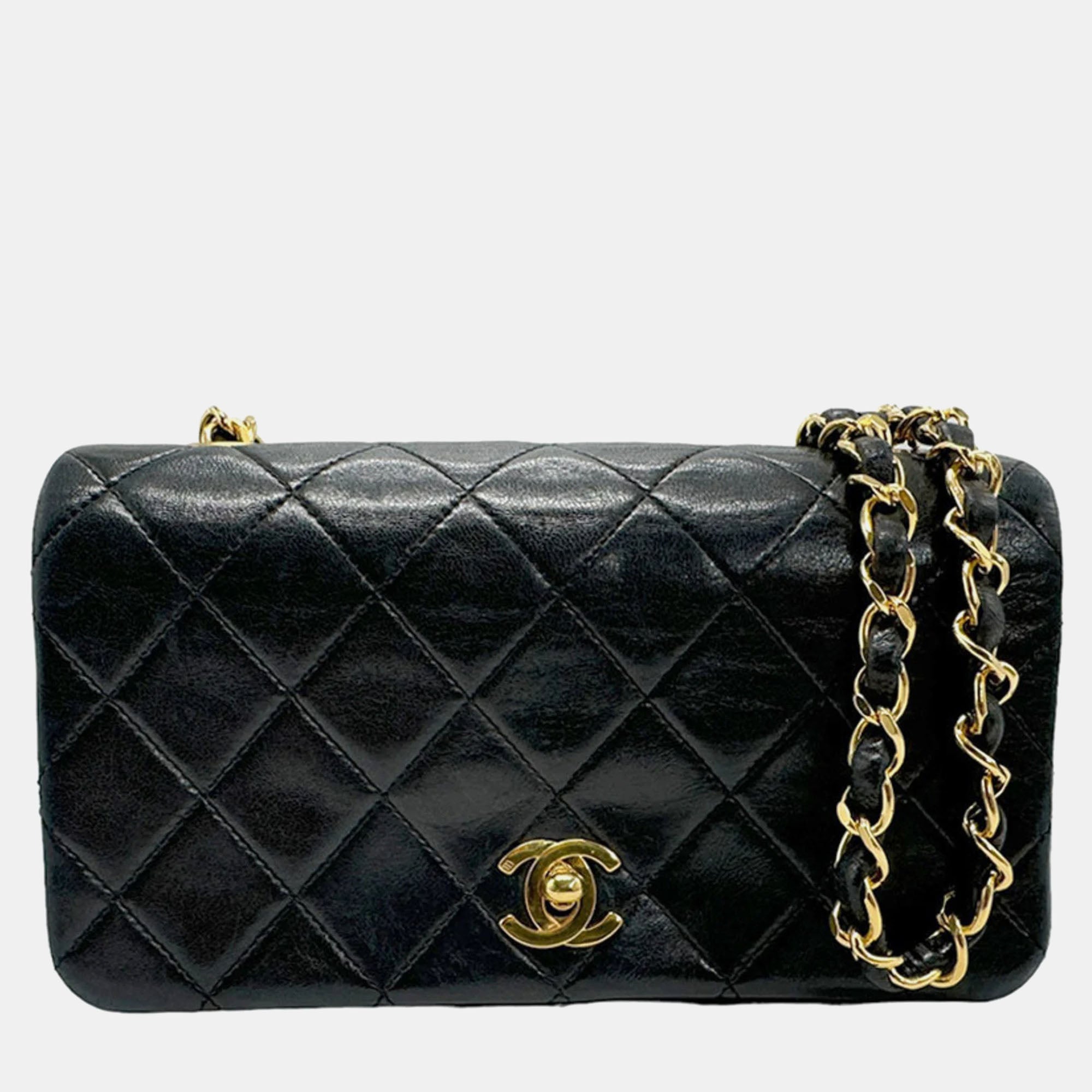 Premium Black Calf Leather Flap Shoulder Bag for Women - Elegant Crossbody Purse for Work, Travel & Everyday Use