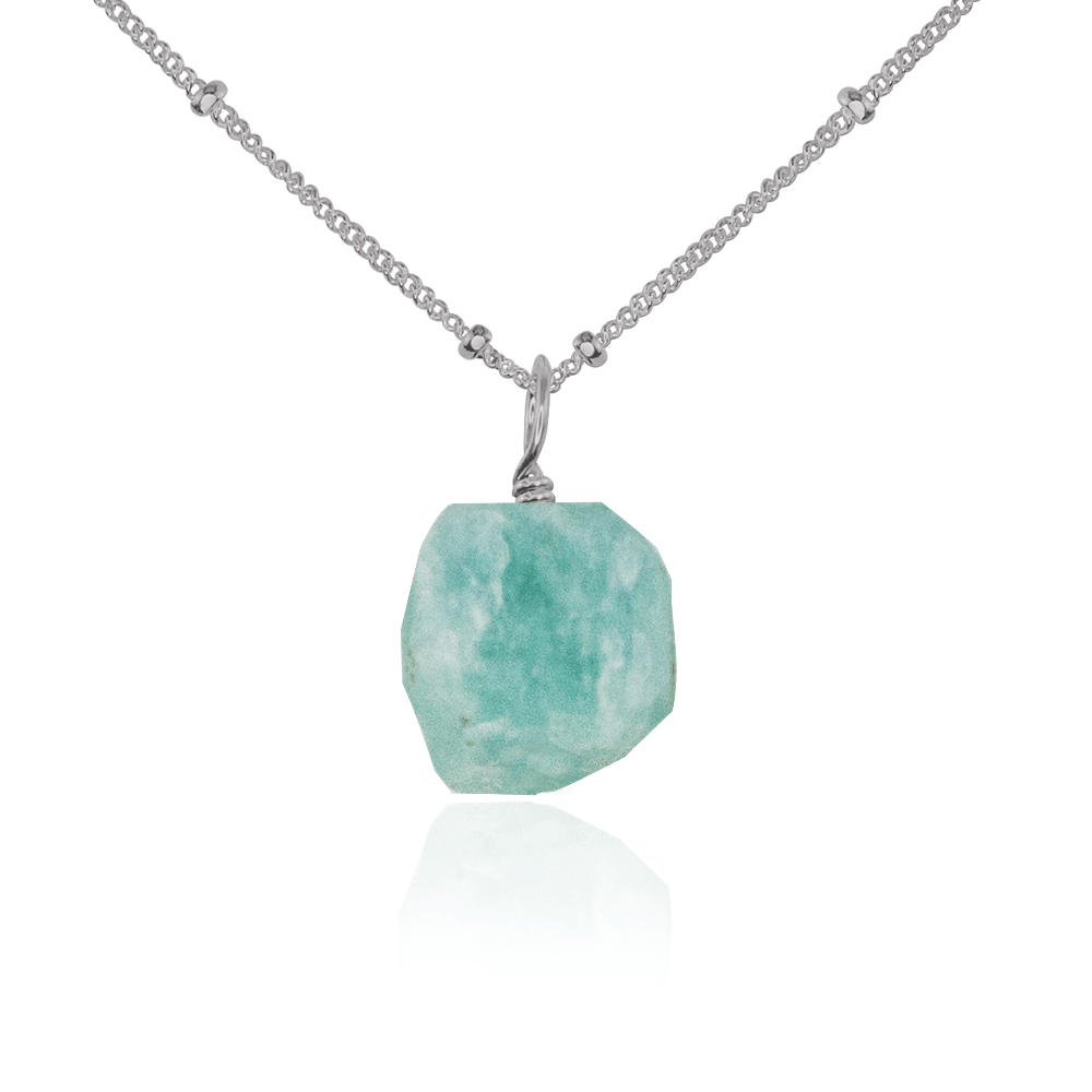 Natural Amazonite Crystal Pendant Necklace - Healing Stone Jewelry for Women, Chakra Balancing & Spiritual Protection | Perfect for Meditation, Yoga & Everyday Wear