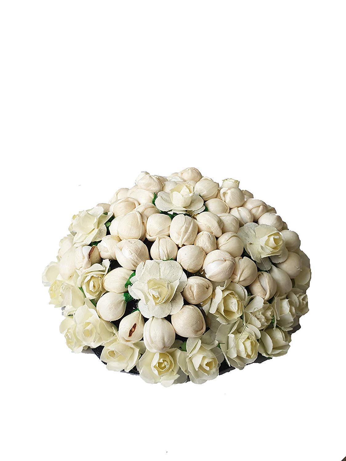 White Paper Fabric Flower Hair Bun Maker with Mongra Juda - Elegant Hair Accessories for Women | Perfect for Weddings, Parties & Daily Styling