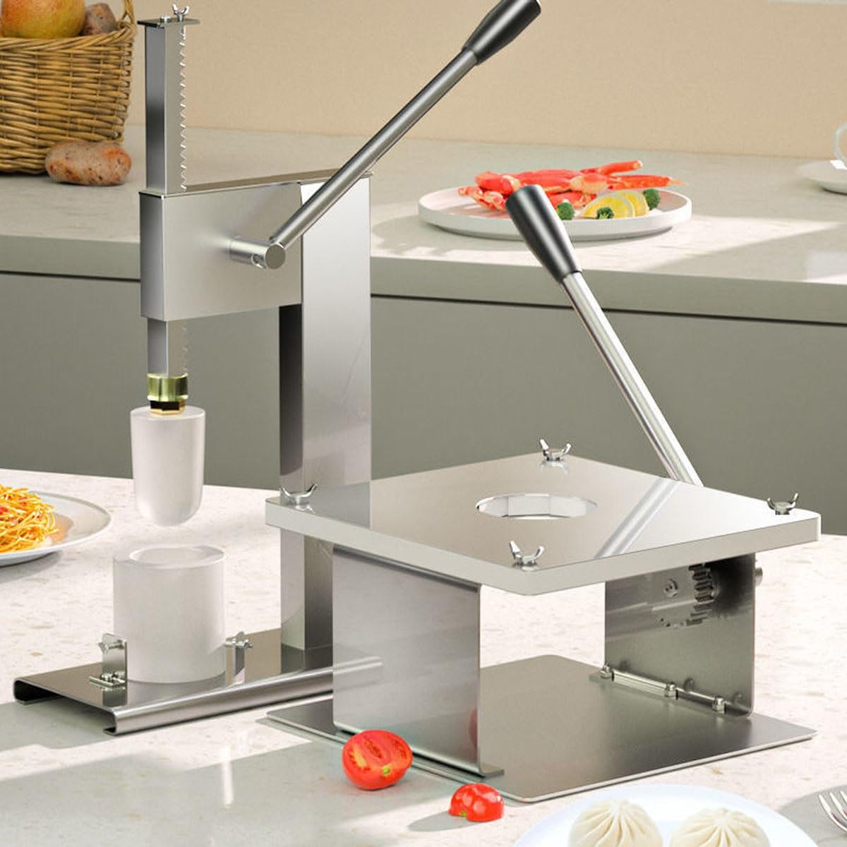Automatic Baozi Maker with Dough Press - Semi-Automatic Dumpling & Steamed Bun Maker for Homemade Baozi, Cream Buns & Dim Sum - Perfect for Asian Cooking, Home Kitchens & Restaurant Use