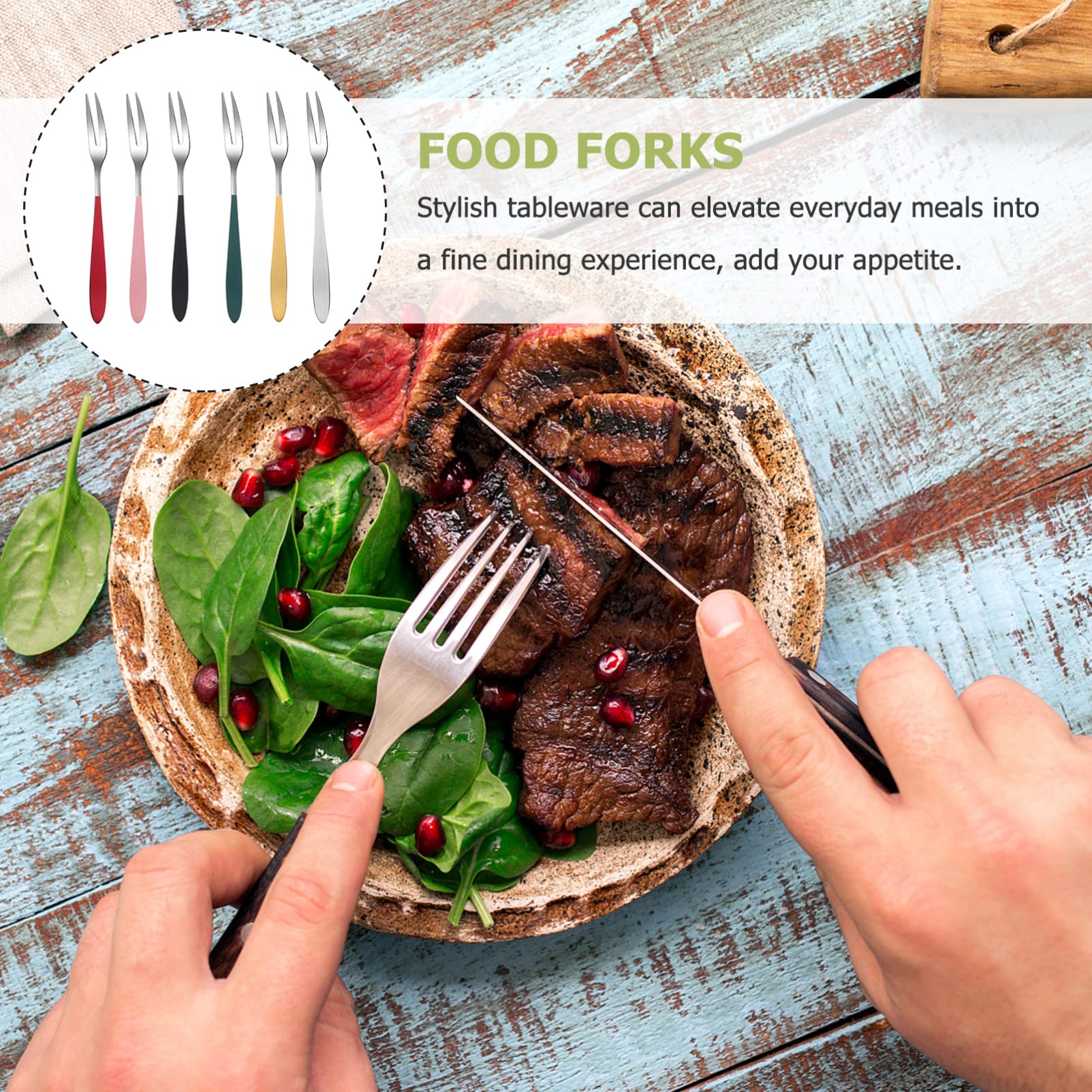 6-Piece Stainless Steel Fruit Forks for Desserts, Salads & Parties