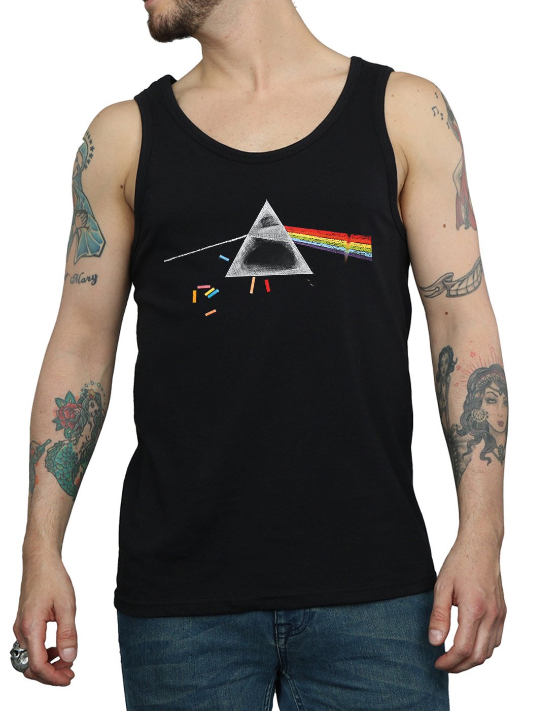 Pink Floyd Men's Graphic Chalk Prism Tank Top - Vintage Band Tee for Concerts & Casual Wear - 100% Cotton Lightweight Summer Shirt