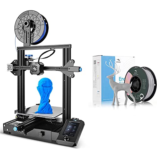 Creality Ender 3 V2 Plus 3D Printer with 1.75mm Grey PLA Filament - High Precision DIY 3D Printing for Home, School & Hobby Projects