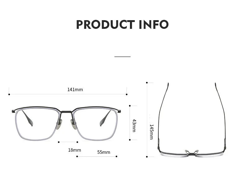 Aimee Unisex Full Rim Square Titanium Acetate Eyeglasses 20106 - Lightweight Durable Frames for Men & Women - Perfect for Reading, Work & Fashion Accessories