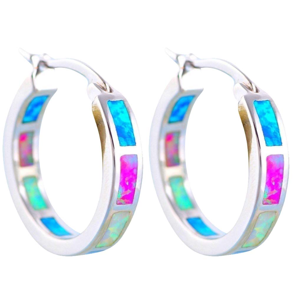Crystal Pearl Stud Earrings & Fire Opal Hoop Earrings Set for Women - Multicolor Dangle Drop Ear Jewelry Gift for Girls, Women, Men | Perfect for Parties, Weddings & Everyday Wear