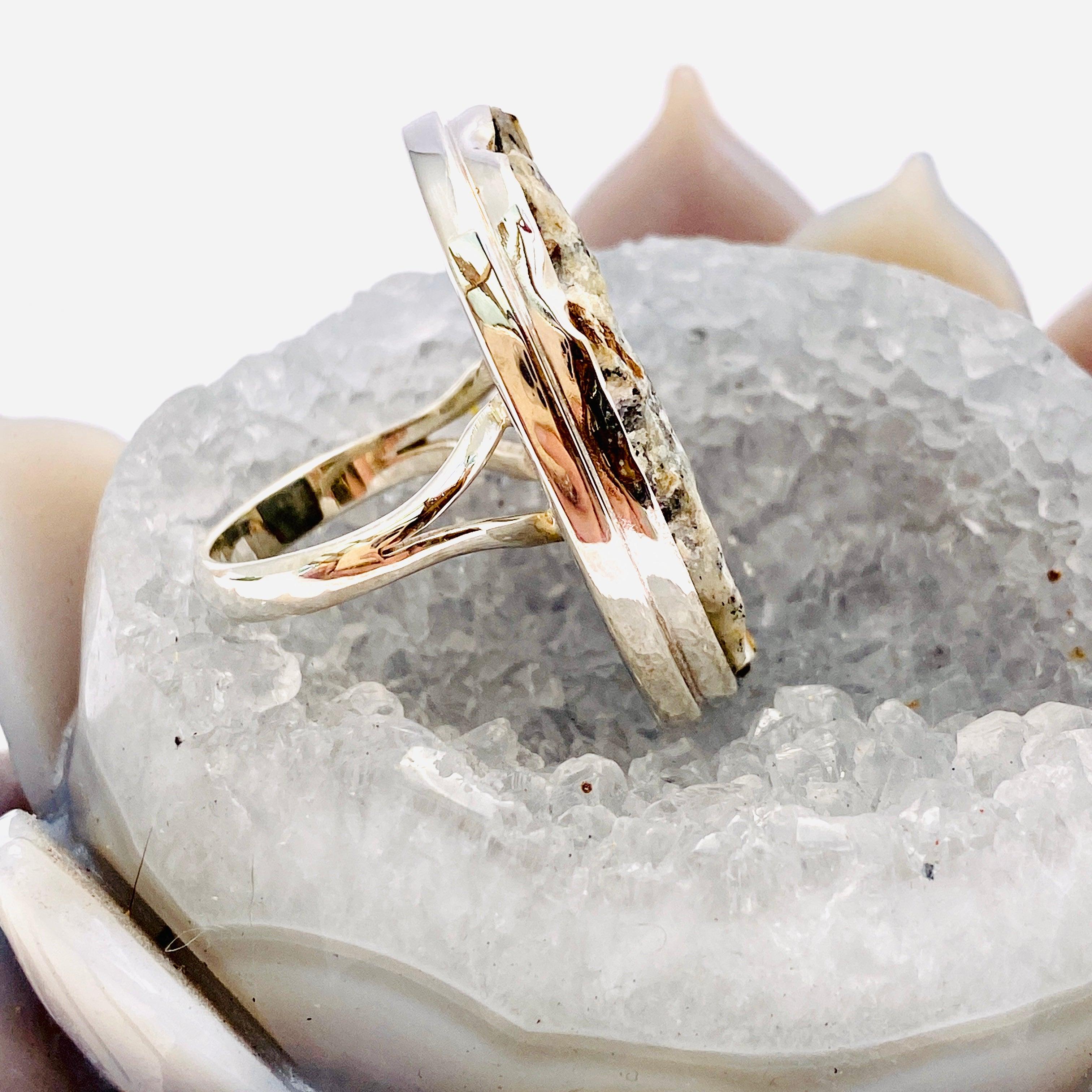 Golden Astrophyllite Oval Ring with Split Band - Size 10 - KRGJ1480 - Elegant Jewelry for Women, Perfect for Weddings, Parties & Gifts