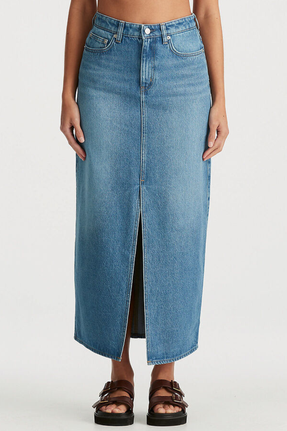 Hi Pacific Fade Blue Maxi Skirt for Women - Flowy Beach Skirt with Side Slit, Boho Summer Skirt - Perfect for Beach Vacations, Music Festivals and Casual Outings