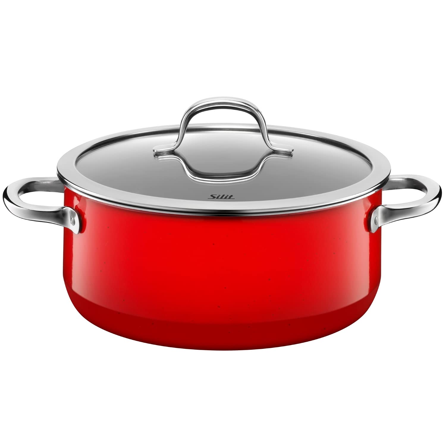 Silit 4.4L (24cm) Passion Red Ceramic Pot with Glass Lid - Made in Germany, Induction Hob & Dishwasher Safe - Perfect for Soups, Stews & Slow Cooking
