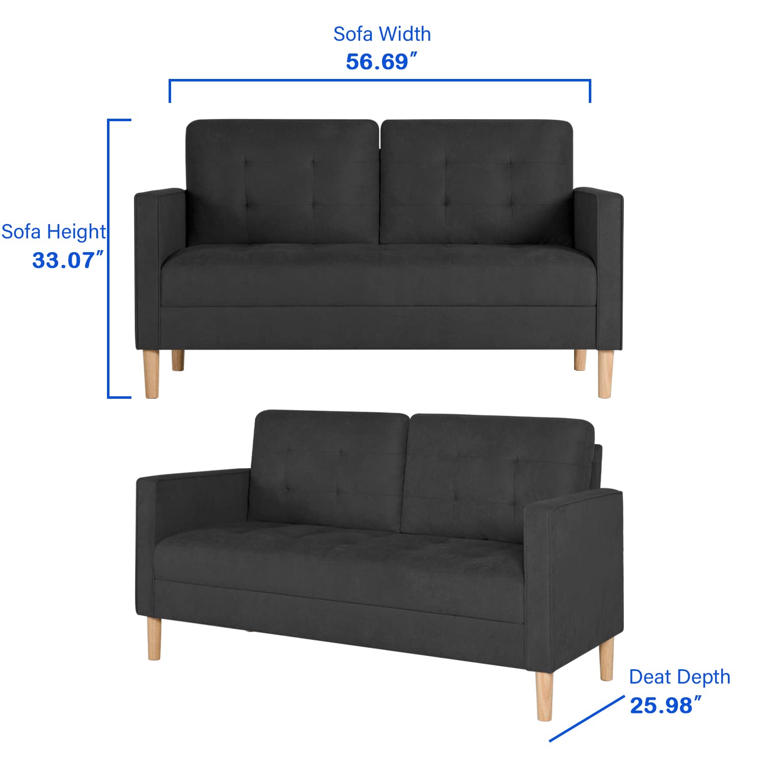 3-Piece Grey Sofa Set for Small Living Room - 1 Loveseat + 2 Accent Chairs, Modern Sectional Couch for Office & Home Decor | Compact Space-Saving Furniture for Apartments, Dorms and Cozy Spaces