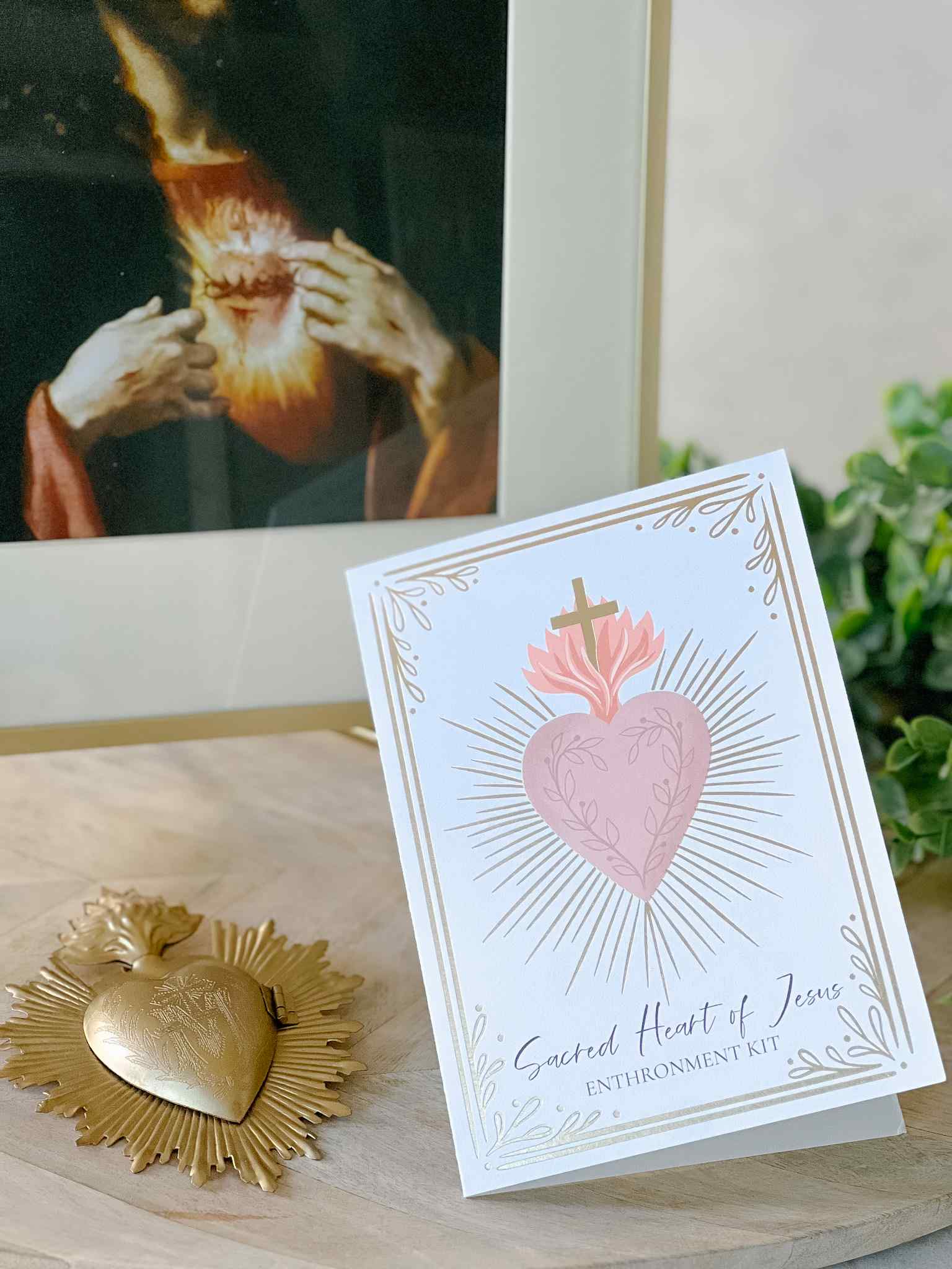 Sacred Heart Enthronement Kit - Catholic Home Altar Set for Prayer & Devotion - Perfect for Family Worship & Religious Decor