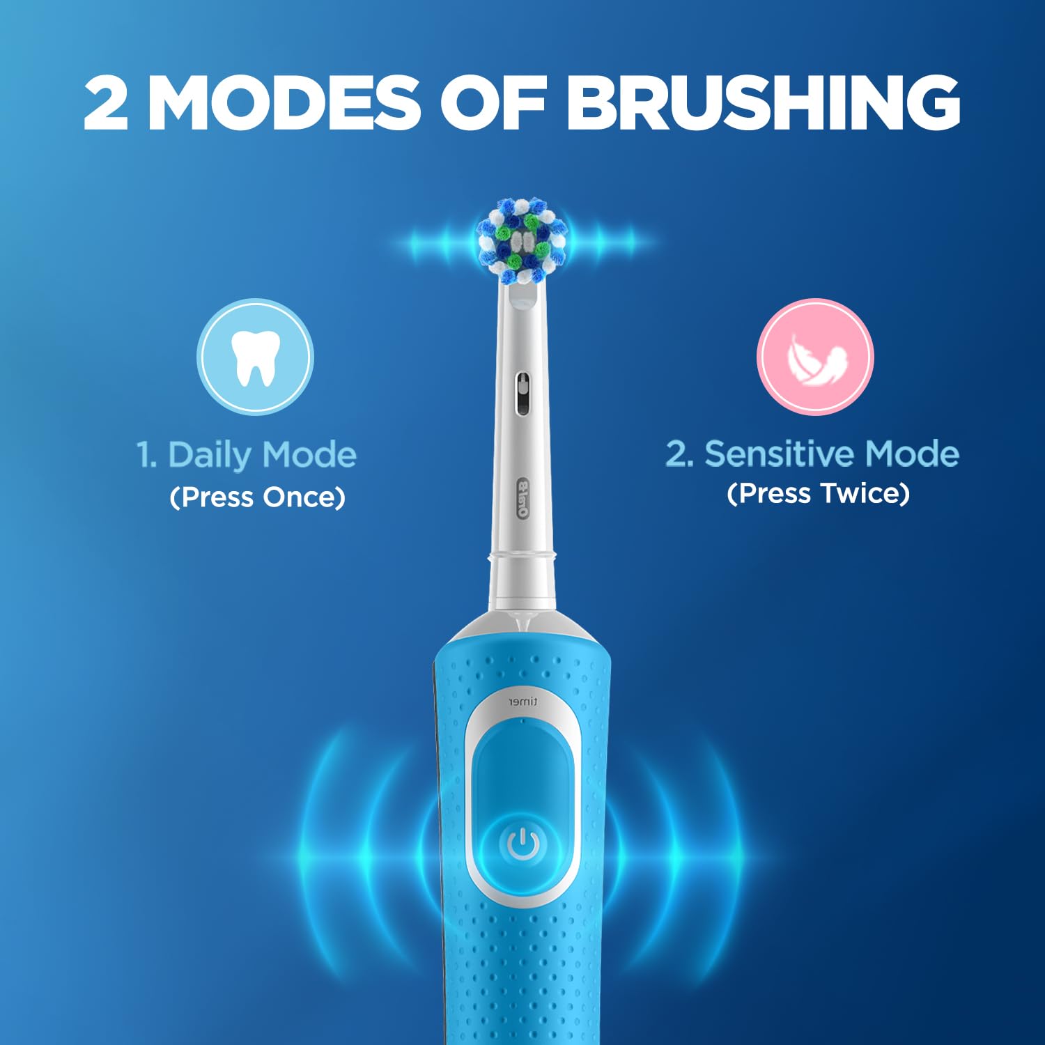 Oral-B Vitality 100 Blue Criss Cross Electric Rechargeable Toothbrush for Adults - Braun Technology - Deep Cleaning & Whitening - Perfect for Home & Travel Use