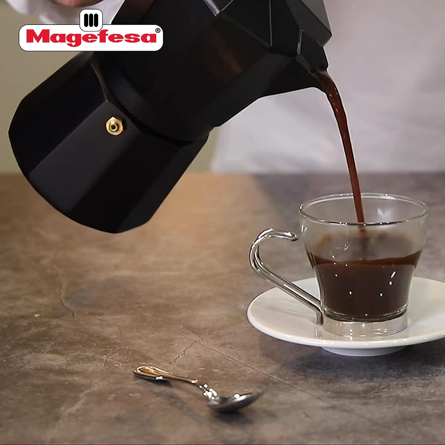 MAGEFESA Kenya Noir Stovetop Espresso Maker - 3 Cup Capacity for Rich Italian Coffee | Perfect for Home, Office & Camping Use