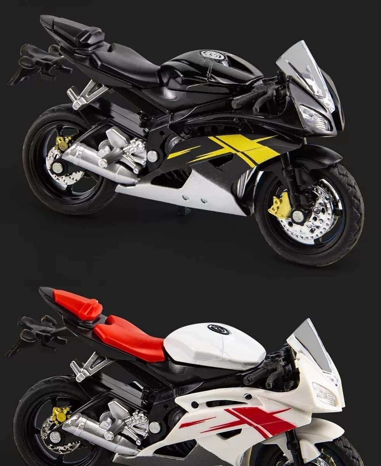 1/18 Scale Yamaha R6 Alloy Motorcycle Model Kit - Diecast Collectible Toy for Boys, Kids Birthday Gift - Black - Perfect for Display, Racing Enthusiasts & Car Collection Lovers