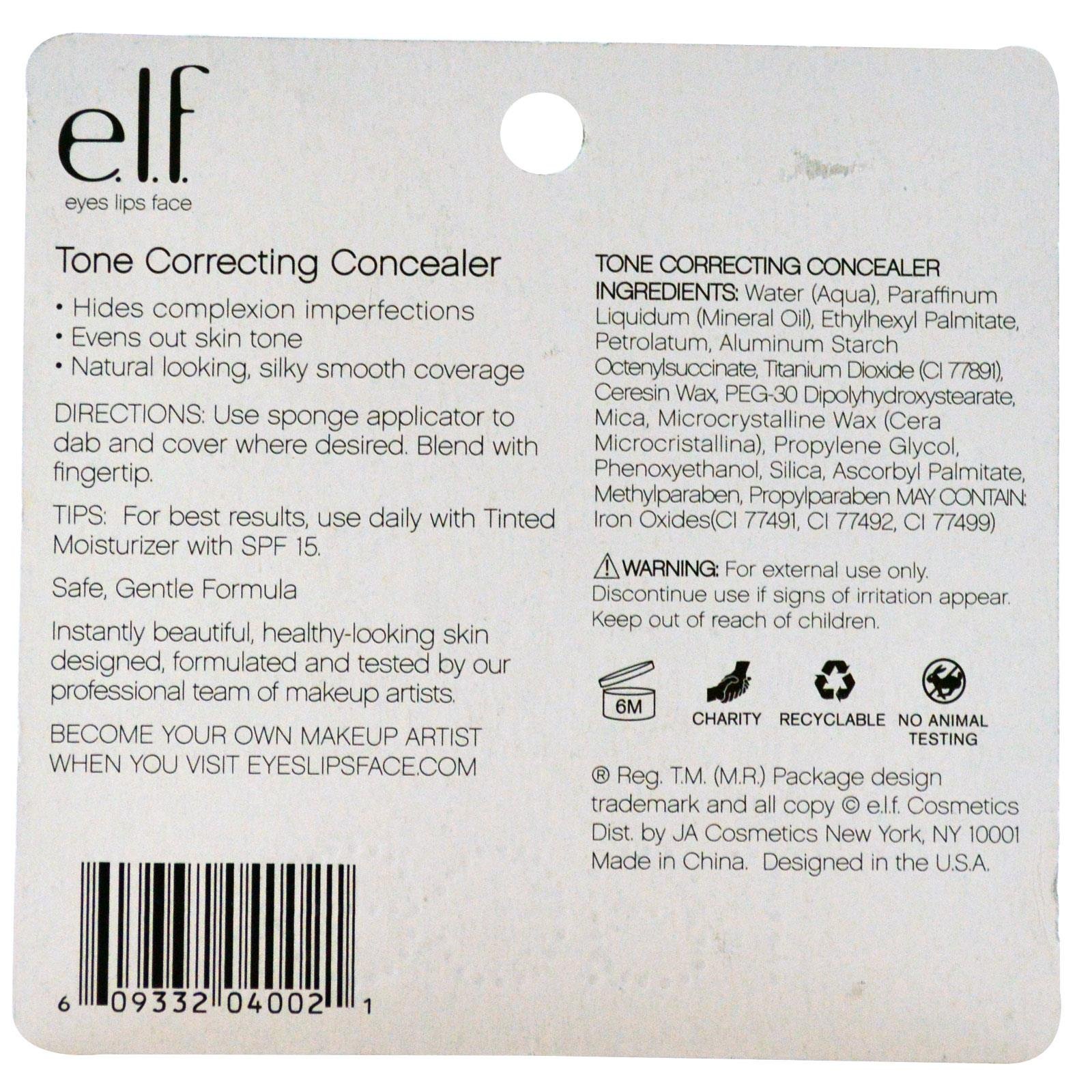 e.l.f. Cosmetics Tone Correcting Concealer - Honey (Light) | Dark Circle Corrector & Under Eye Brightener | Perfect for Everyday Makeup & Professional Looks