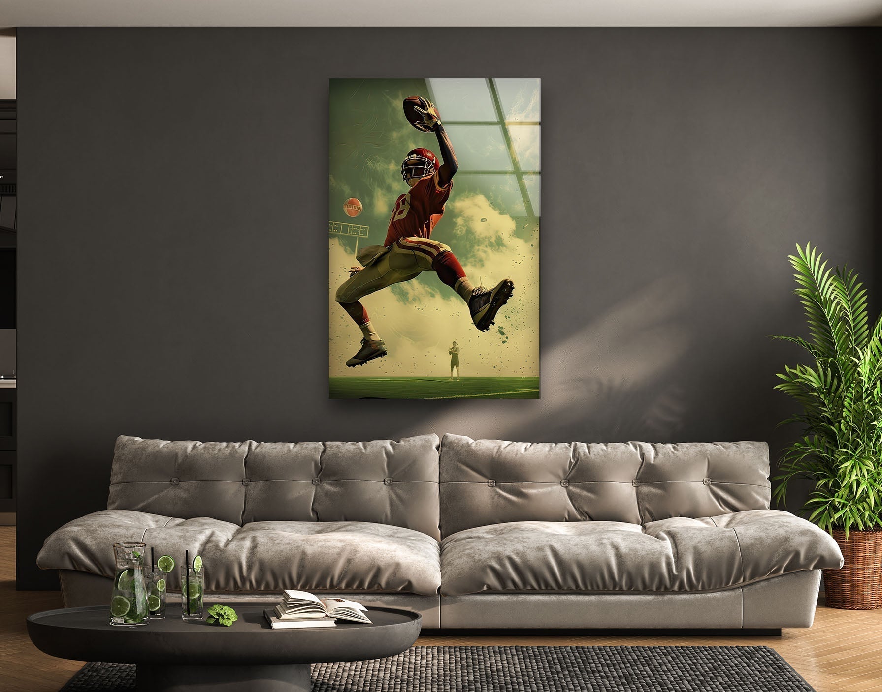 NFL American Football Glass Wall Art - Premium Home & Office Decor for Sports Fans & Man Cave
