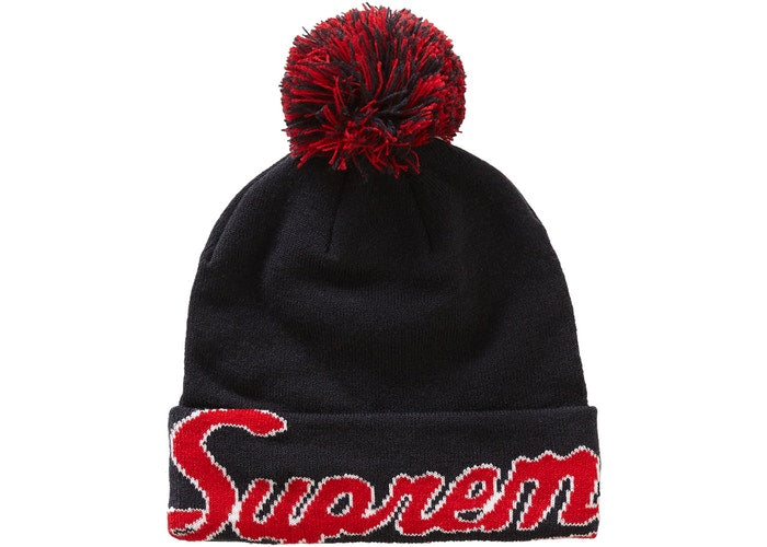 Supreme New Era Script Cuff Beanie - Navy Blue Winter Hat for Men & Women - Perfect for Skiing, Snowboarding & Cold Weather Activities