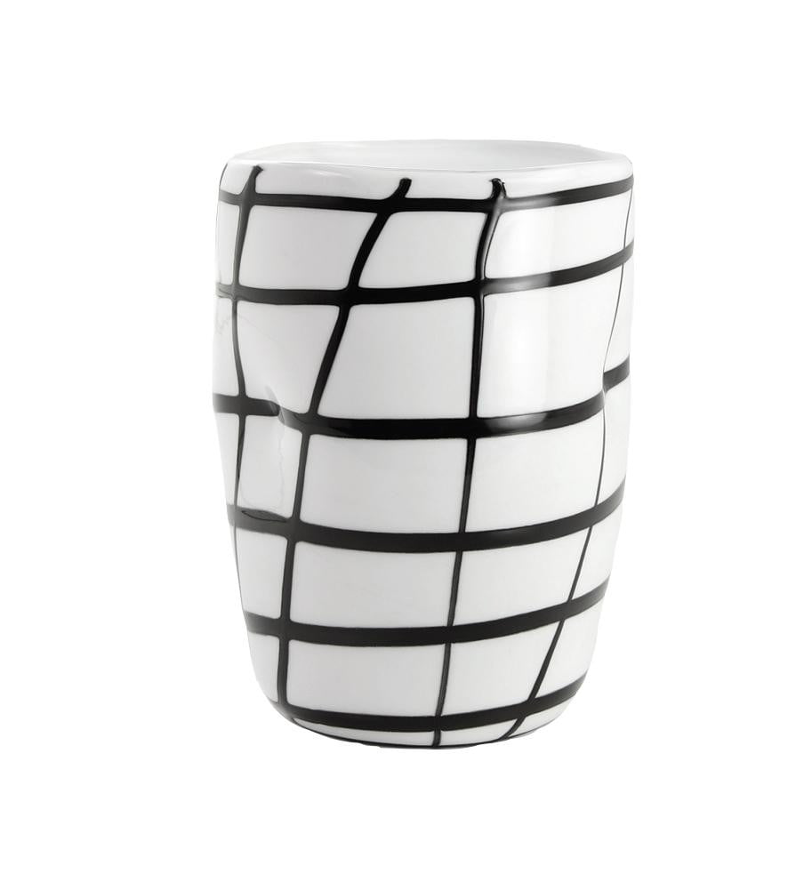 Premium Burian Glasses Set of 6 - White Grid Design for Wine, Cocktails & Beverages - Perfect for Dinner Parties, Bars & Home Entertaining