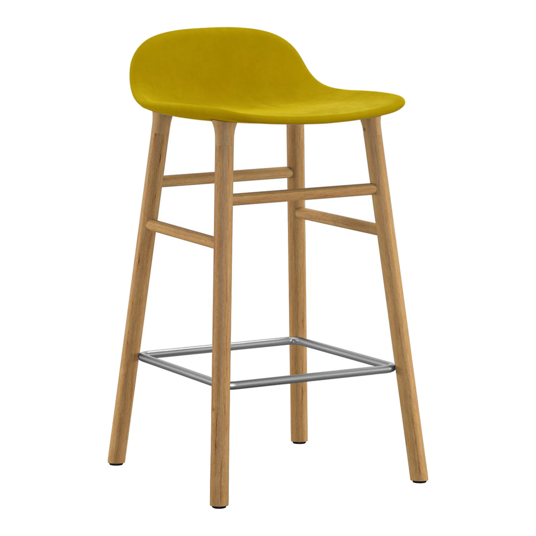 Modern Upholstered Counter Stool with Wooden Legs - Comfortable Bar Stool for Kitchen Island, Breakfast Nook & Home Decor