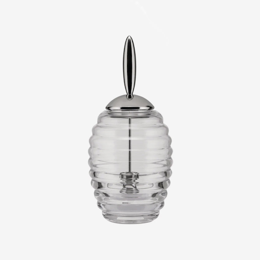 Alessi Stainless Steel Honey Jar with Dipper - Elegant Honey Storage Container for Tea, Coffee & Breakfast - Perfect for Kitchen, Dining Table & Gift Giving