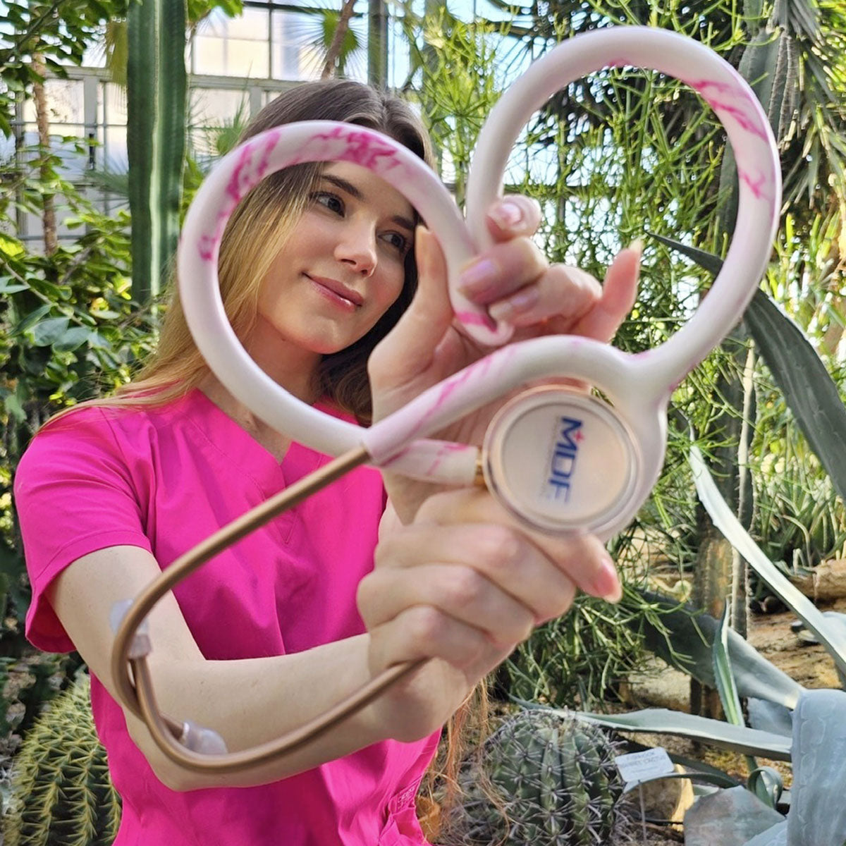 ProCardial® Titanium Cardiology Stethoscope - Premium Rose Gold Finish with Georgia Pink Marble Design | Ideal for Doctors, Nurses & Medical Professionals | Perfect Gift for Healthcare Workers