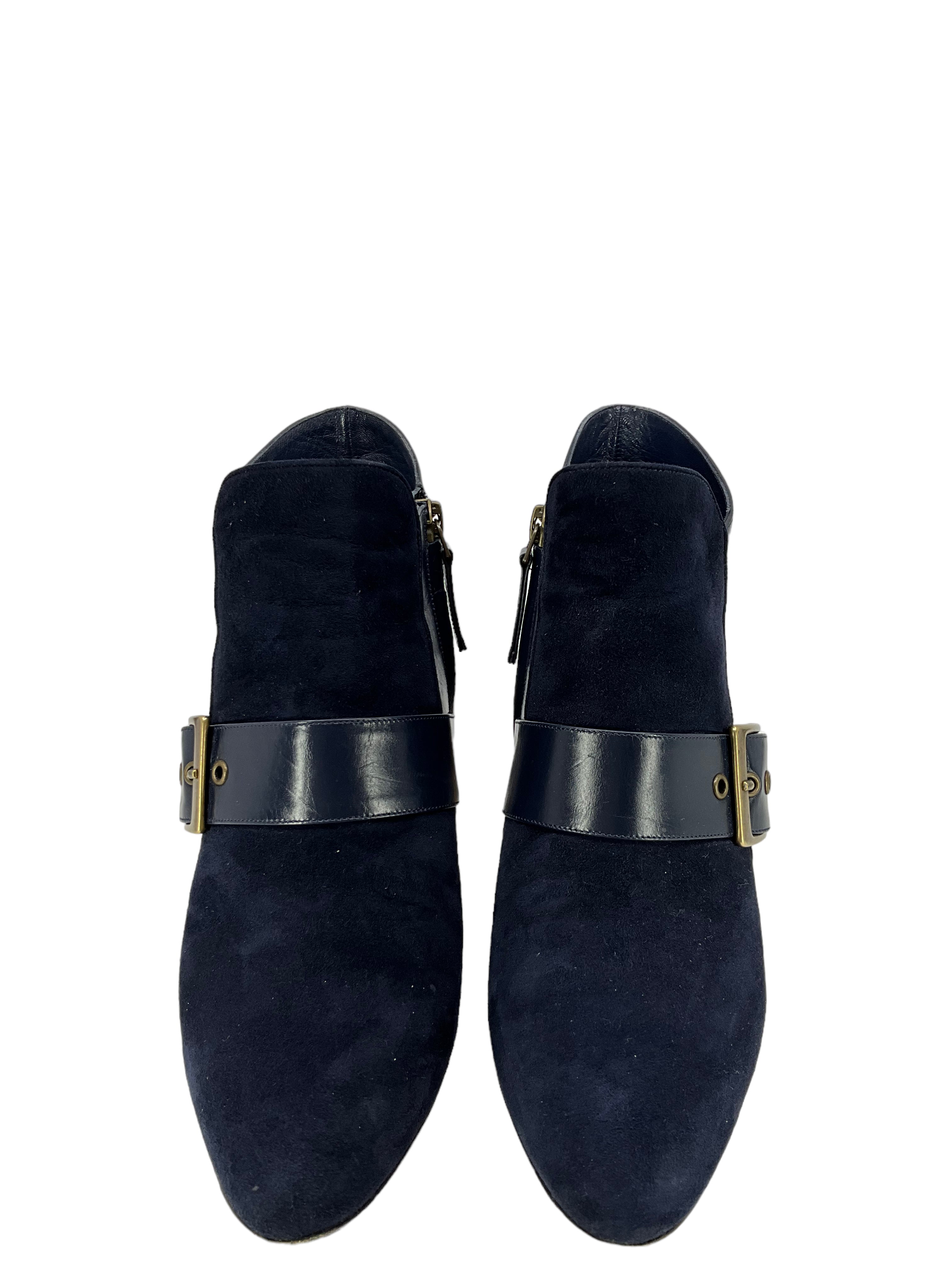 Manolo Blahnik Suede & Leather Ankle Boots Women's Size 7 - Stylish Fall/Winter Booties for Office, Party & Evening Outfits