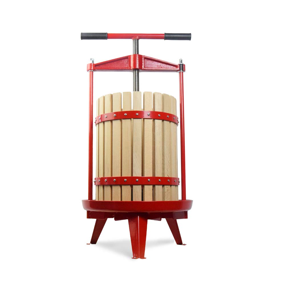 Premium 3.17 Gallon Solid Wood Fruit Wine Press - Vintage Apple Grape Cider Juicer with T-Handle & Free Filter Bag - Perfect for Homemade Juice, Wine Making & Farmhouse Kitchens