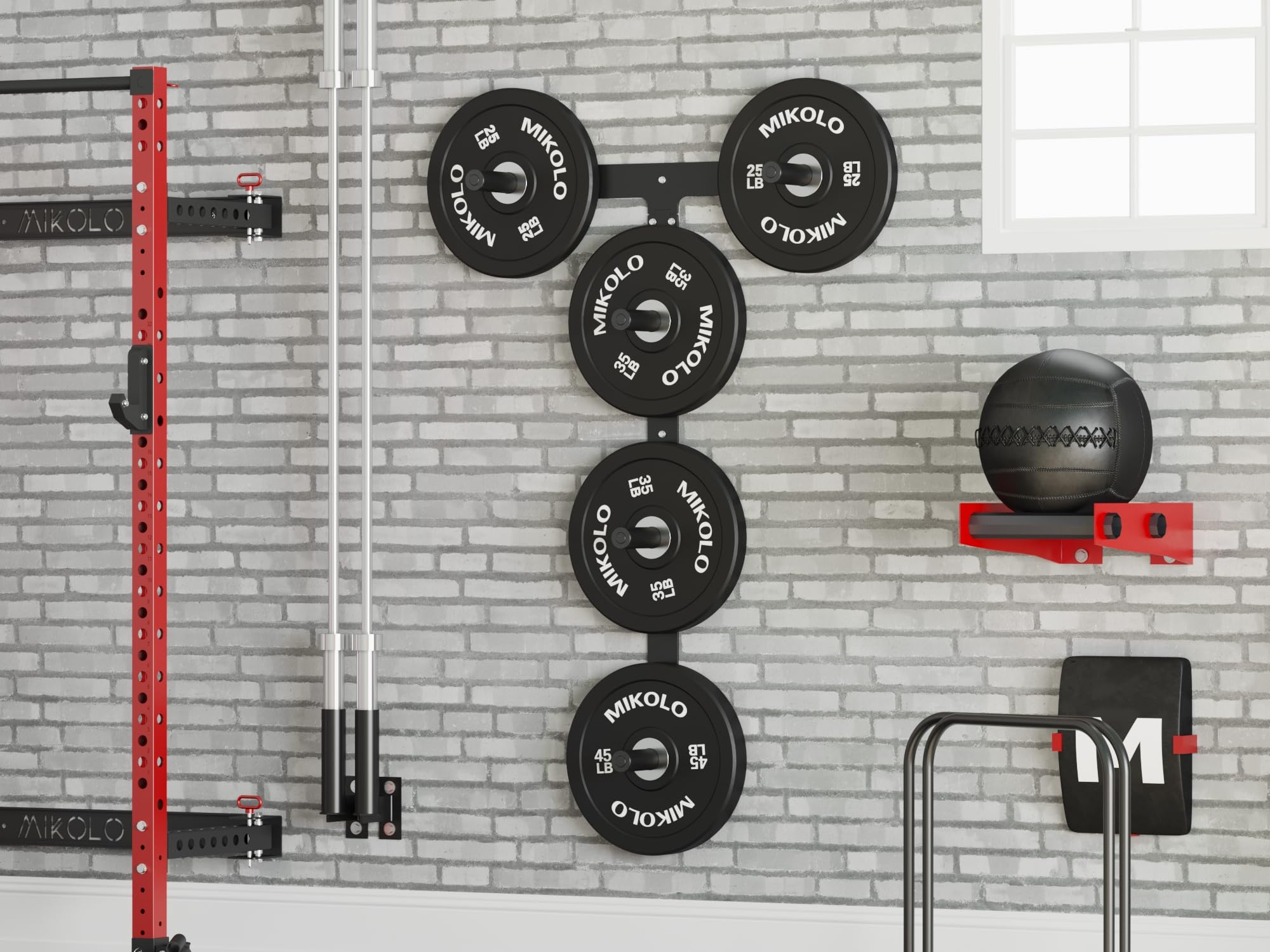 Mikolo Weight Plate Storage Rack - Wall Mounted Bumper Plate Holder for 1