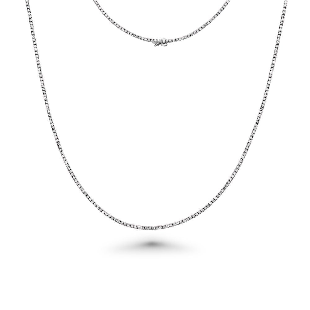3.50ct Diamond Tennis Necklace - 14K Gold 1.6mm Chain with 4-Prong Setting | Elegant Jewelry for Weddings, Anniversaries & Special Occasions