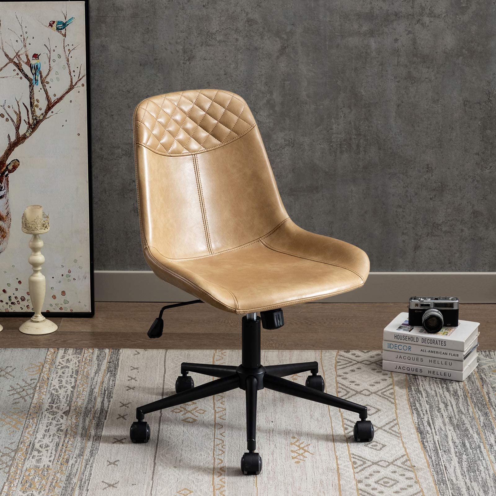 DUHOME Modern PU Leather Office Chair - Ergonomic Swivel Desk Chair with Adjustable Height for Home & Computer Work - Perfect for Office, Gaming & Study