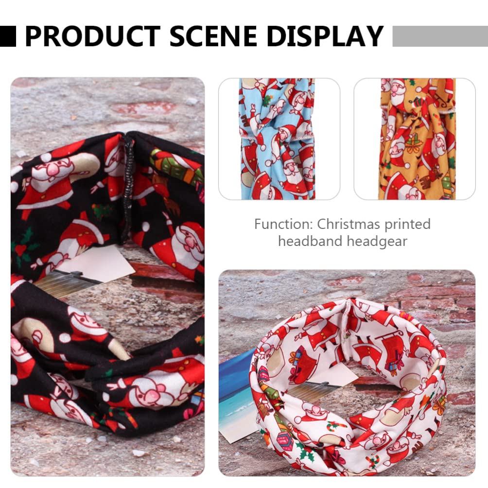 Lurrose 8-Piece Christmas Stretchy Headband Set - Santa Claus & Xmas Tree Printed Cross Knot Bandanas, Turban Headwraps for Women & Girls - Perfect for Holiday Parties, Family Gatherings & Festive Photos