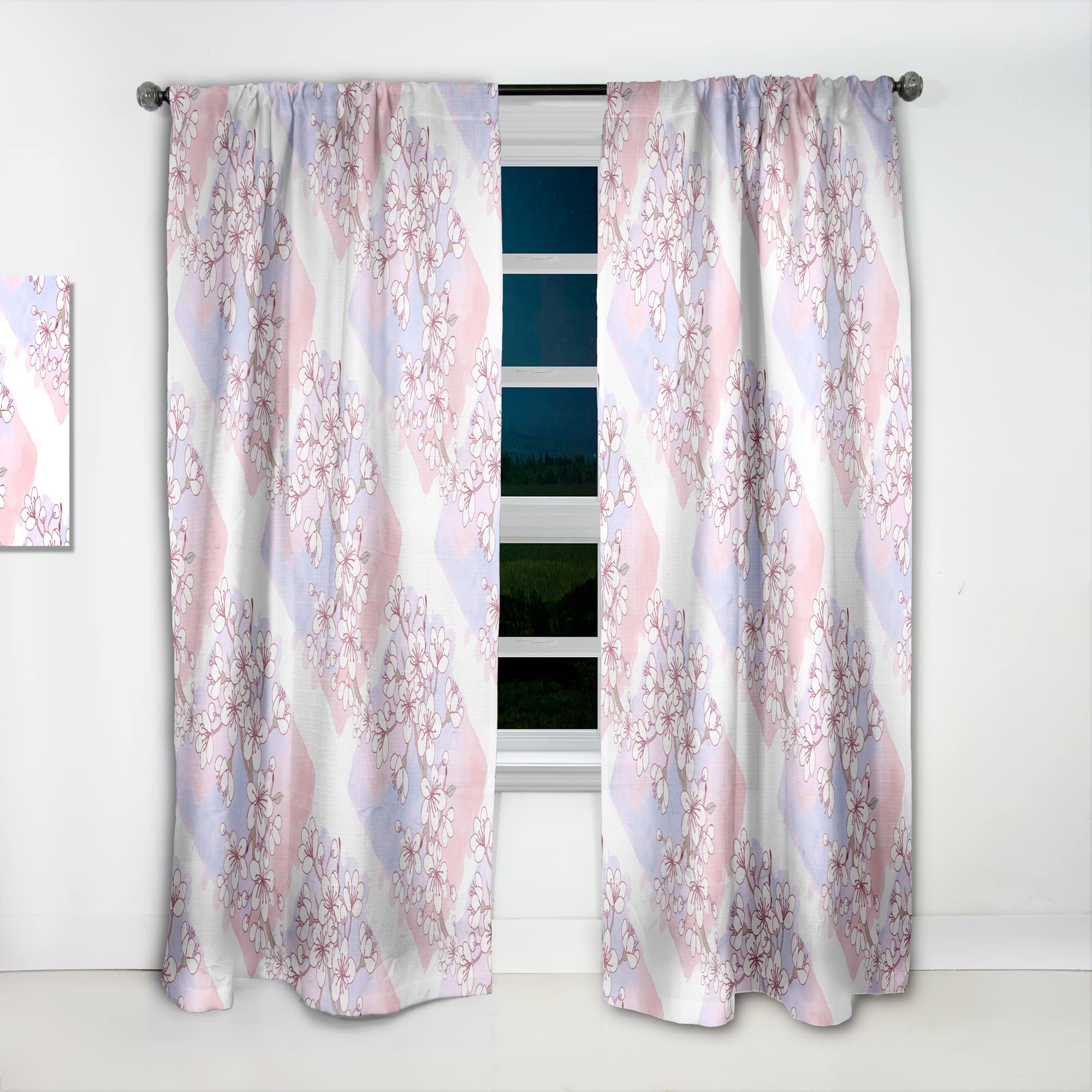DesignQ Retro Pink Floral Print Thermal Insulated Curtains - Single Panel 52x108 - Elegant Window Treatments for Bedroom & Living Room | Perfect for Home Decor, Privacy & Energy Efficiency