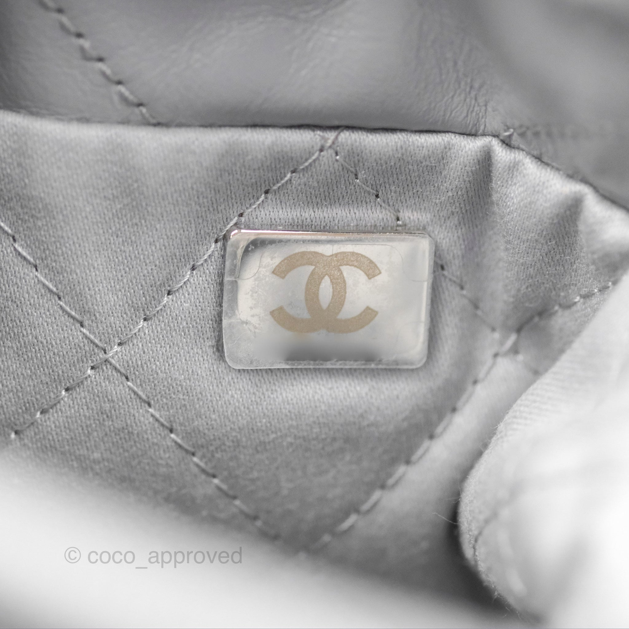 Chanel 22 Mini Bag Light Grey Shiny Crumpled Calfskin with Matte Silver Hardware - Luxury Crossbody Purse for Women, Perfect for Date Night & Evening Events