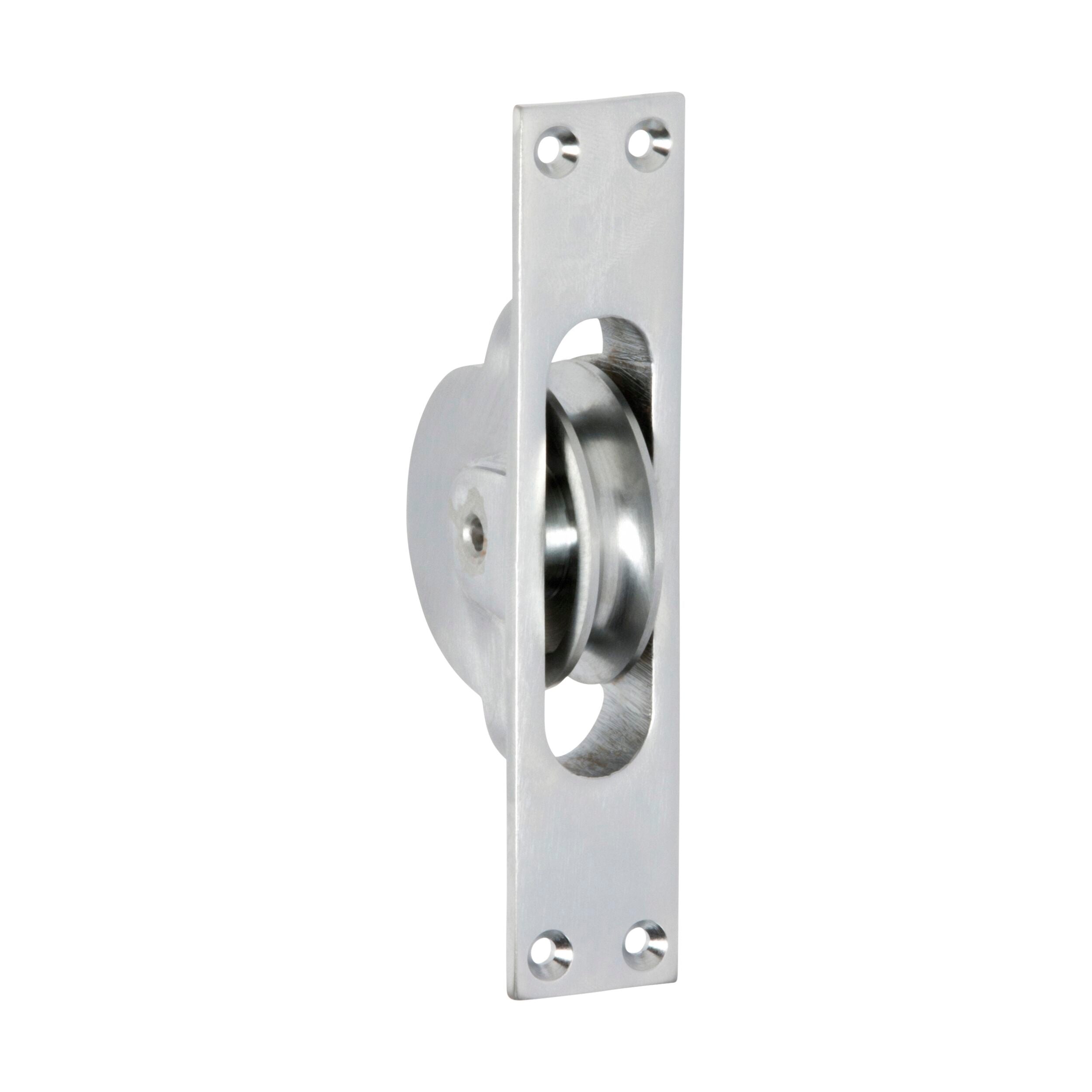 1683 Sash Pulley - Satin Chrome Finish, 125mm Height x 25mm Width - Perfect for Window Hardware, Sliding Door Systems & DIY Home Improvement Projects