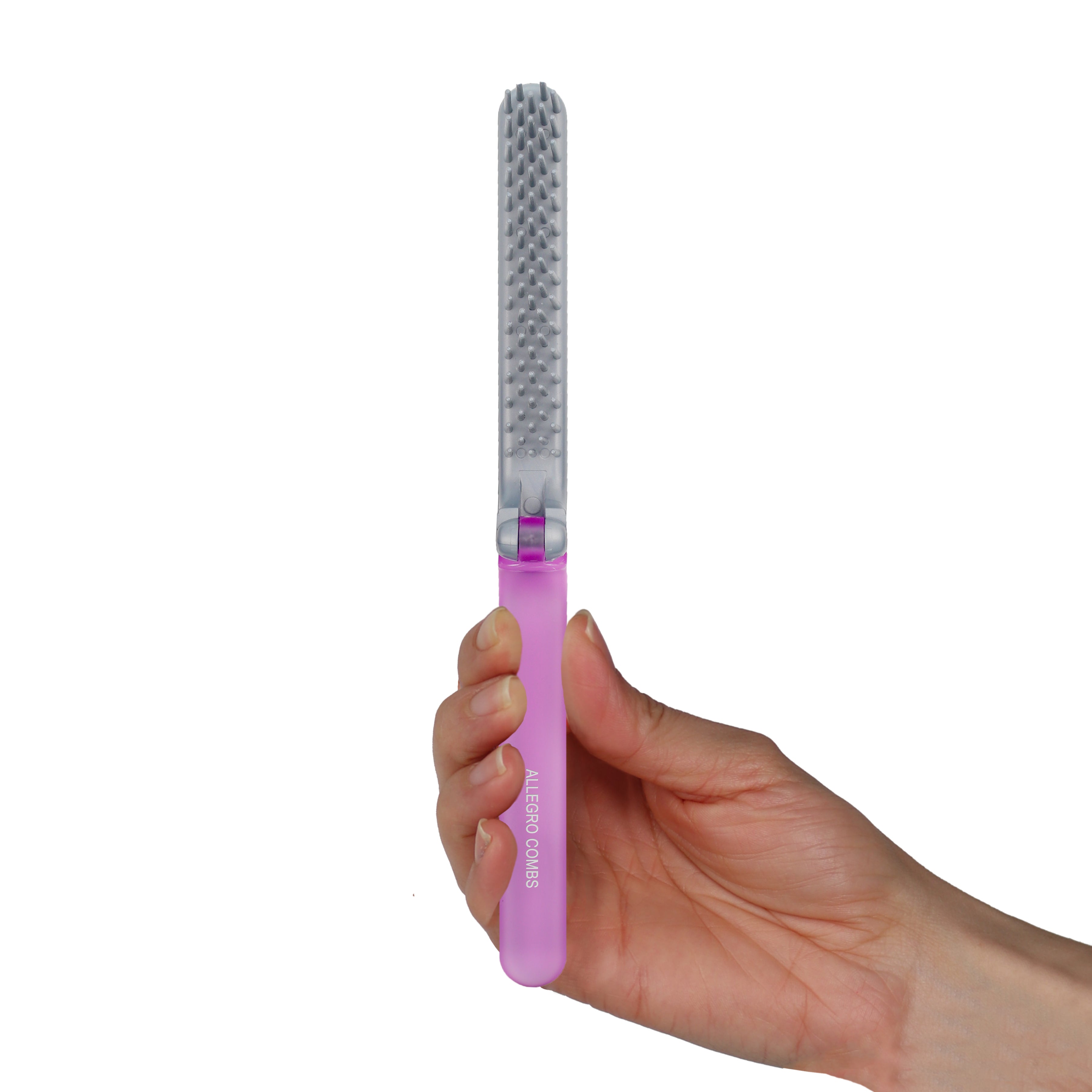 Allegro Combs ScalpCaress Mini Foldable Hairbrush - Portable Travel Hair Brush for Detangling & Scalp Massage - Perfect for Purse, Gym Bag & On-the-Go Styling