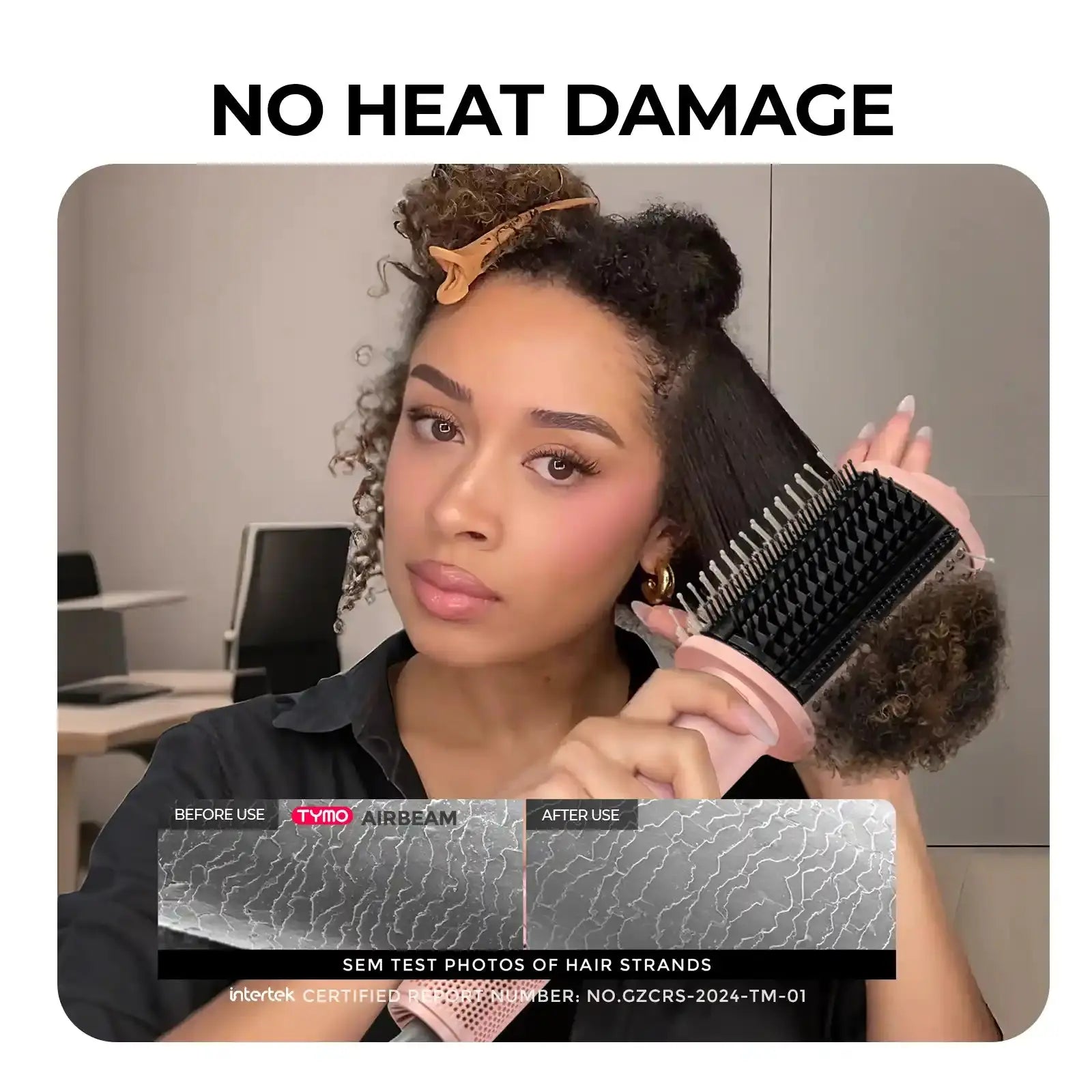 TYMO AirBeam 2-in-1 Hot Air Brush & Hair Dryer - Ionic Ceramic Styling Tool for Frizz-Free Shine - Perfect for Home & Travel Hair Care