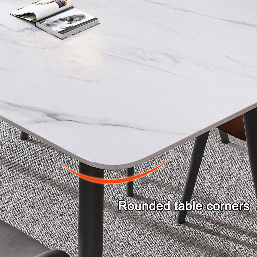 120x60cm Matte Black Minimalist Slate Kitchen Dining Table - Modern Marble Lunch & Dinner Table with Sturdy Metal Legs - Perfect for Small Spaces, Apartments & Contemporary Home Decor