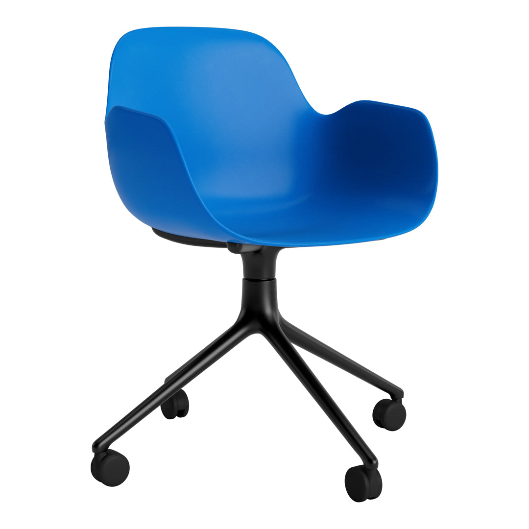 Modern Form Armchair with 4-Wheel Swivel Base - Ergonomic Office Chair for Home & Workspace - Perfect for Desks, Living Rooms, and Study Areas