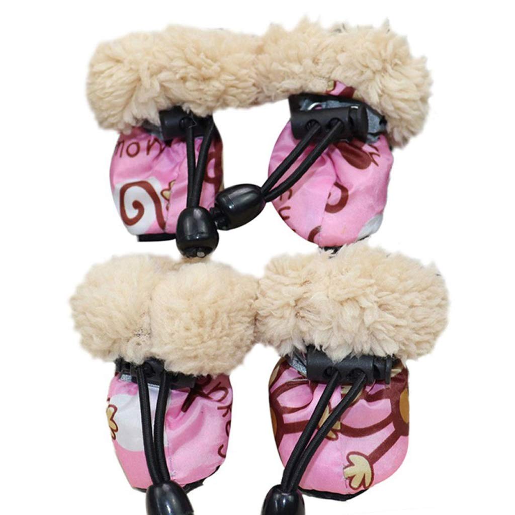 **KGEZW 4-Pack Winter Dog Boots - Warm Waterproof Anti-Slip Snow Boots for Small & Medium Dogs - Paw Protection for Rain, Snow & Cold Weather - Ideal for Outdoor Walks, Hiking & Winter Adventures - Perfect for Daily Walks, Park Visits & Snowy Days (Pink, Size 5)**
