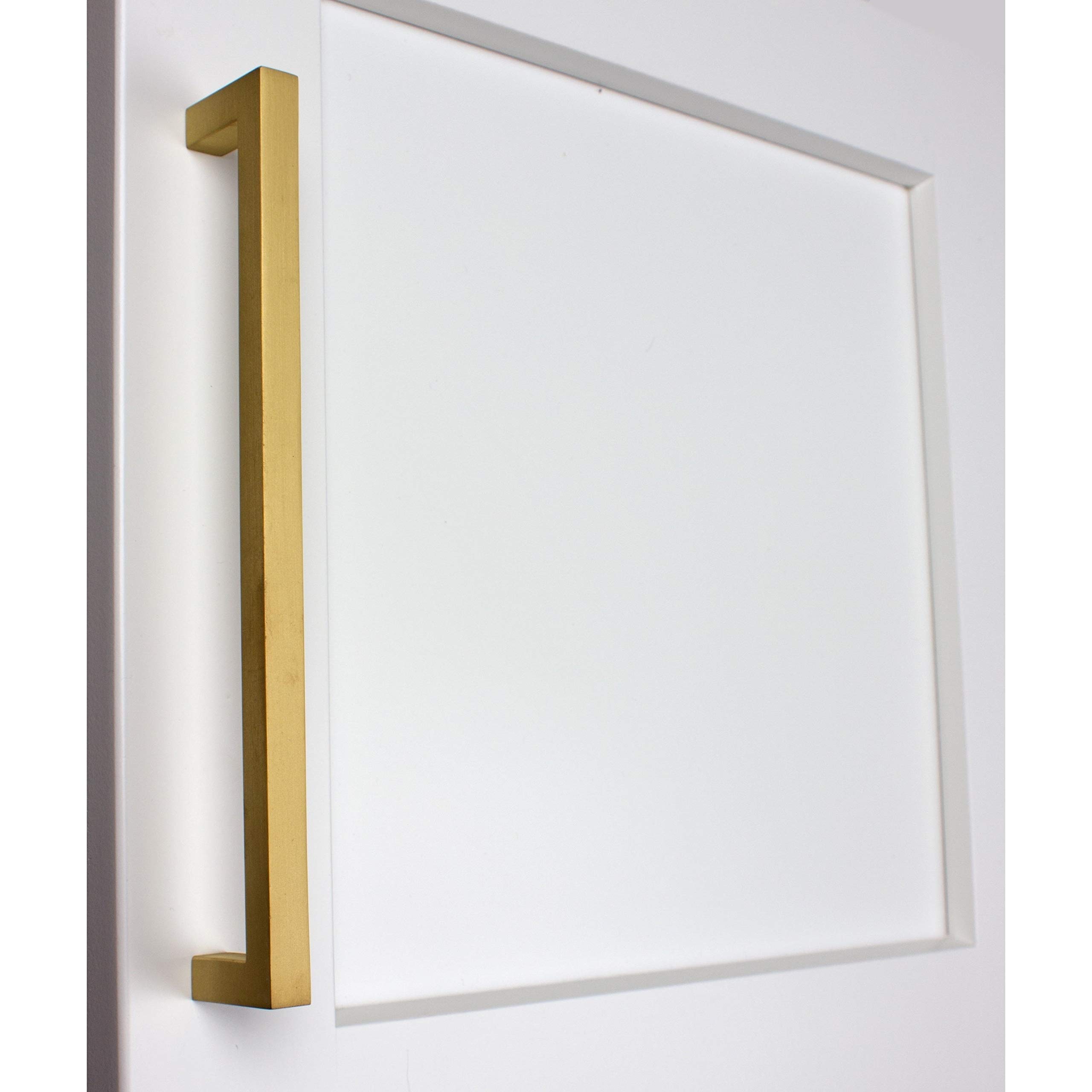 GlideRite 7.56-inch Satin Gold Cabinet Bar Pull Handle - Solid Square Design - Pack of 25 - Perfect for Kitchen Cabinets, Bathroom Vanities & Furniture Drawers