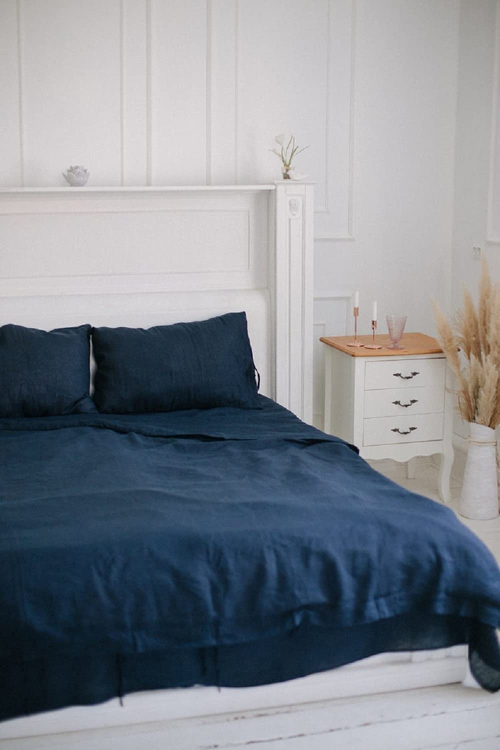 Premium Sea Blue Washed Cotton Duvet Cover Set - King/Queen/Twin/Full Size - Stone Washed Soft Bedding for Cozy Sleep & Home Decor