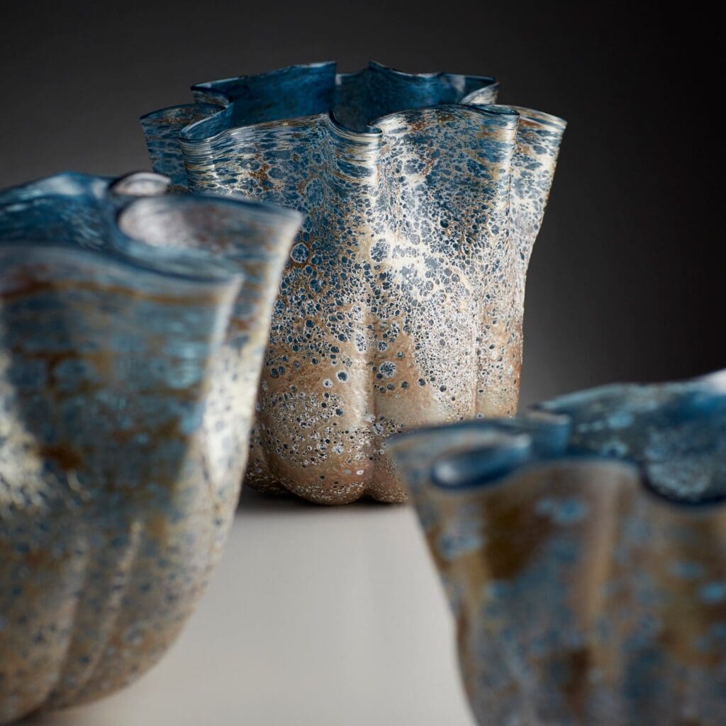 Cyan Design 10877 Meduse Vase - Small Blue Glass Vase for Home Decor, Wedding Centerpieces & Floral Arrangements