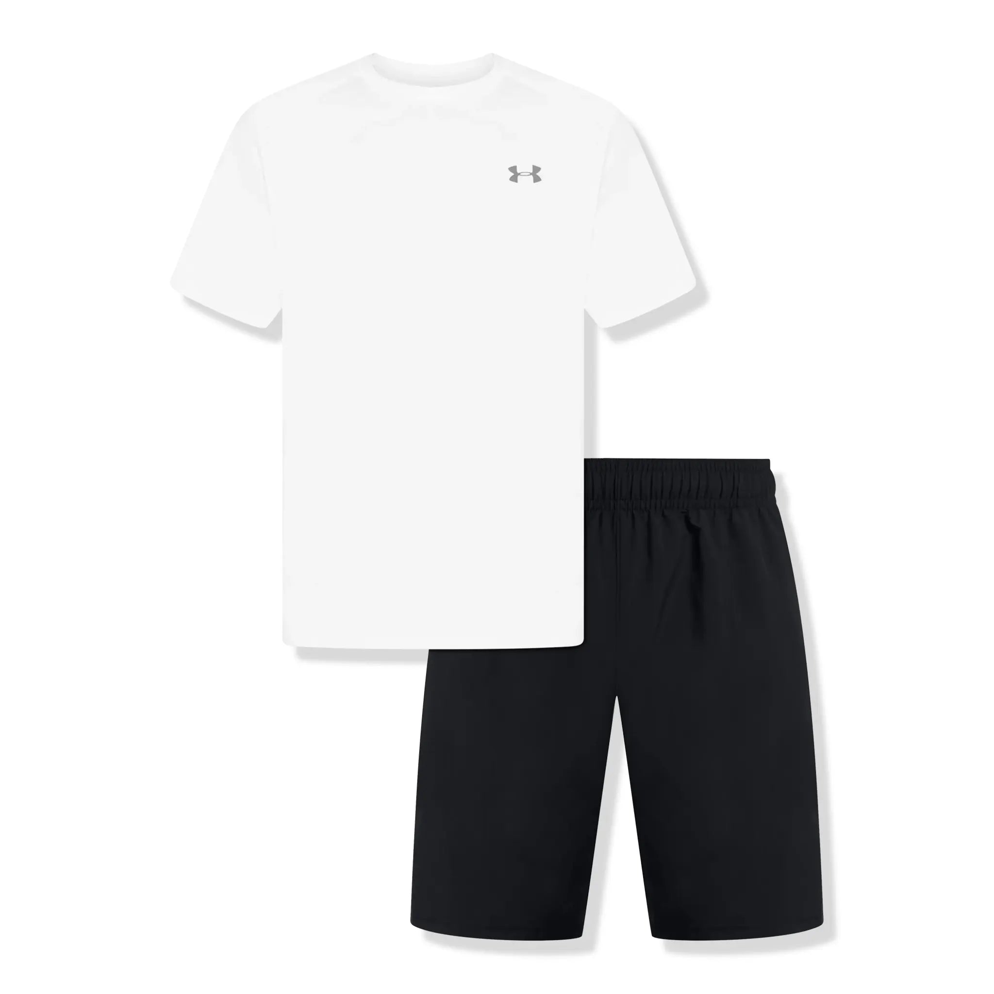 Under Armour UA Tech White Black T-Shirt & Shorts Set - Moisture-Wicking Athletic Wear for Men - Perfect for Running, Gym Workouts & Casual Wear