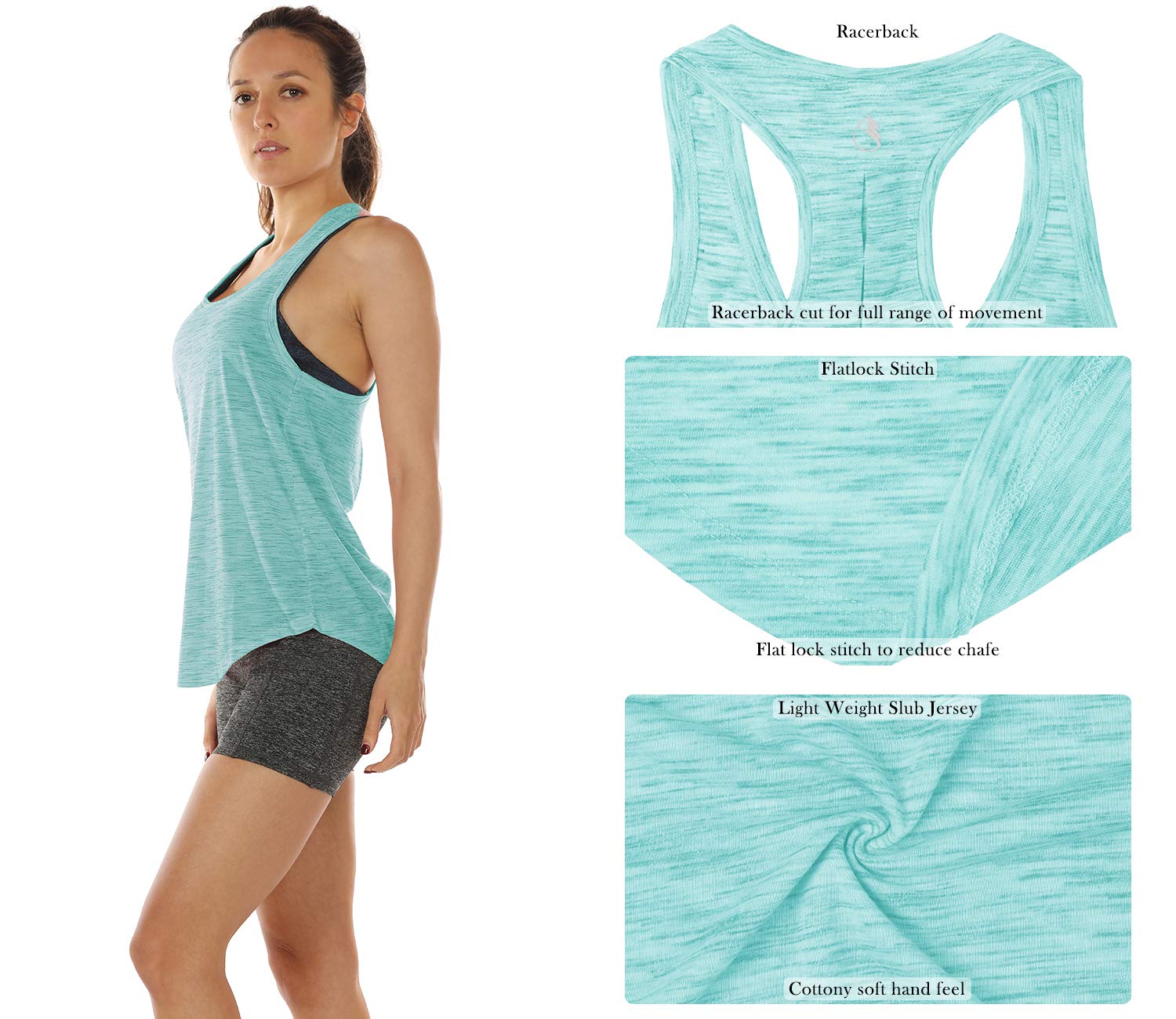 Icyzone Women's Workout Tank Tops - Breathable Athletic Yoga Shirts, Racerback Running Tanks for Gym & Exercise | Perfect for Yoga, Running, Fitness Training & Casual Wear