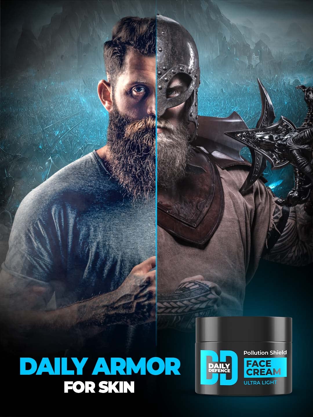 Beardo Daily Defense Face Cream for Men, 50g - Water-Based Fast Absorbing Lightweight Moisturizer with Niacinamide & Vitamin E - Anti-Pollution & Hydrating Facial Cream for Daily Skincare Routine - Perfect for Dry, Sensitive Skin & Post-Shave Care