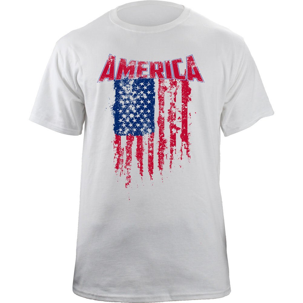 Vintage Distressed American Flag MMA Style T-Shirt - Patriotic Workout & Gym Apparel for Men