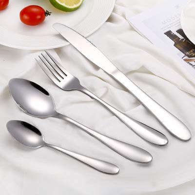 24-Piece Stainless Steel Flatware Set - Vintage Silverware Cutlery for Restaurant & Home Dining (Knives, Forks, Spoons) - Elegant Tableware for Dinner Parties, Weddings & Everyday Use