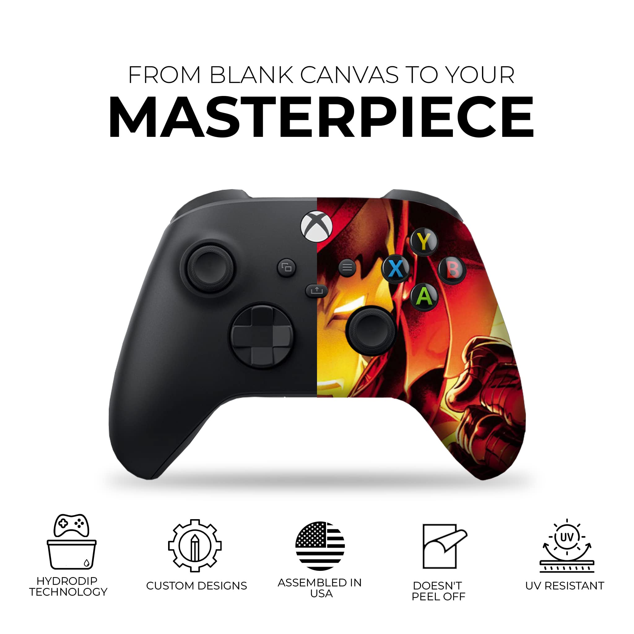 DreamController Ironman Custom Wireless Xbox Controller - Compatible with Xbox One & Xbox Series X/S - Permanently Hydro-Dipped in USA (Not Just a Skin) - Perfect for Gaming, Collecting & Marvel Fans