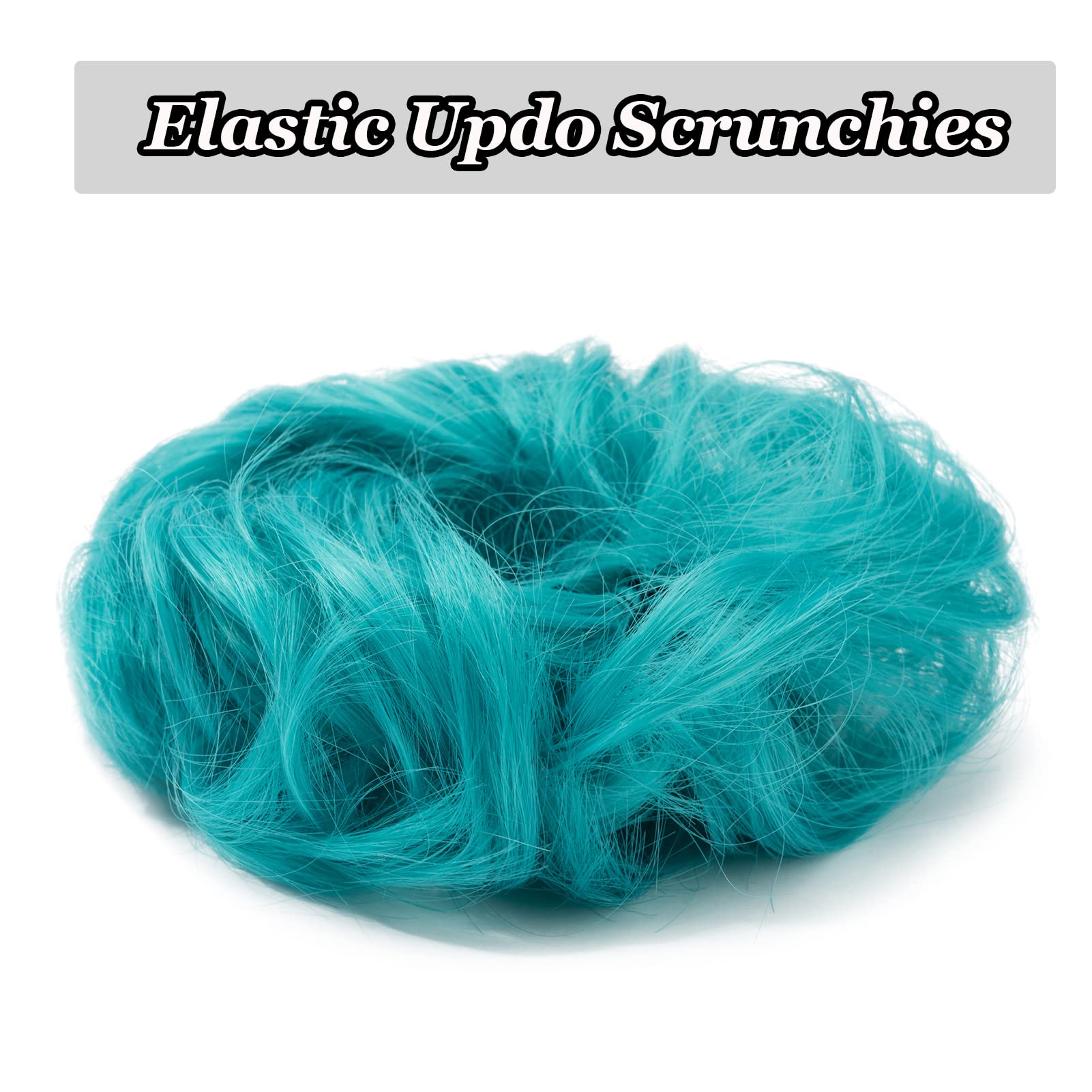Cybelleza Scrunchy Bun Updo Hairpiece - Wavy Curly Messy Hair Donut for Ponytail Extensions (Lake Blue) | Perfect for Bridal, Prom, Party & Everyday Hairstyles