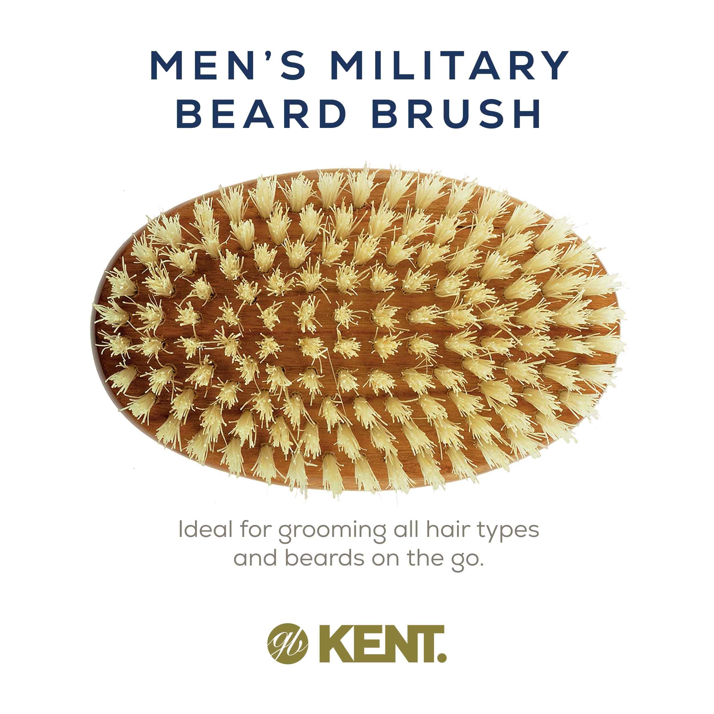 Kent BB Military Hair Brush for Men - 100% Natural Boar Bristle for Grooming, Mustache & Beard Care | Military Wave & Scalp Brush for Thinning Hair | Made in England | Perfect for Daily Styling, Salon Use & Travel
